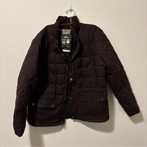 LL Bean Jacket Mens XL Coffee Upcountry Waxed Down Quilted Corduroy Trim Downtek